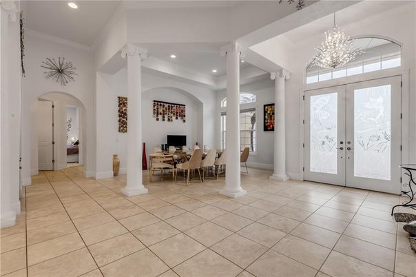 Chandelier, Dining room, Interior, Recessed Lighting