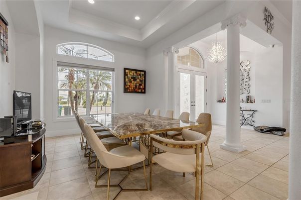 Chandelier, Dining room, Interior, Recessed Lighting