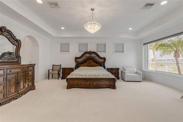 Bedroom, Chandelier, Interior, Recessed Lighting