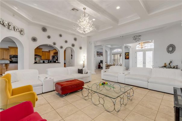 Chandelier, Interior, Living room, Recessed Lighting