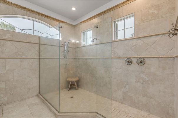 Bathroom, Glass Shower, Interior, Recessed Lighting