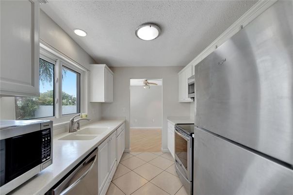 Interior, Kitchen, Recessed Lighting, Wood Texture Flooring