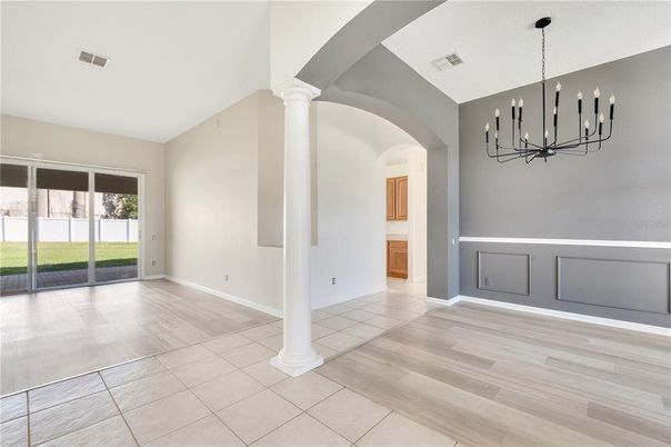 Chandelier, Empty room, Interior, Wood Texture Flooring