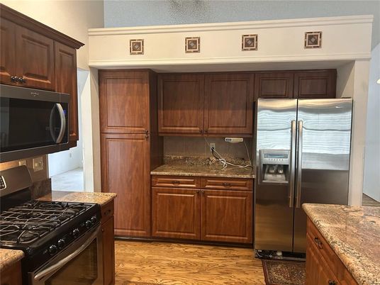 Interior, Kitchen, Stainless Steel Appliances, Wood Texture Flooring