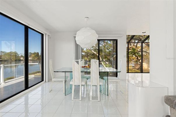Dining room, Interior, Pendant Lights, Water