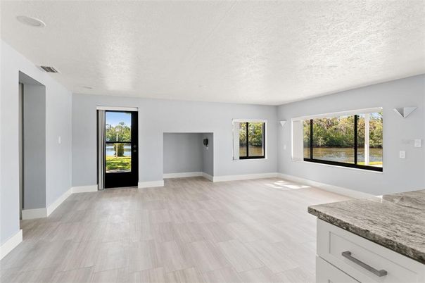 Empty room, Interior, Recessed Lighting, Wood Texture Flooring