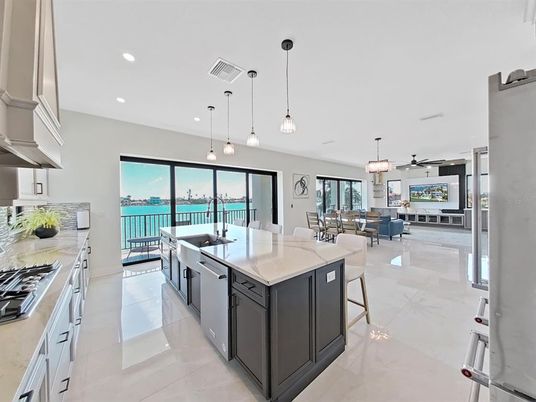 Dining room, Interior, Kitchen, Living room, Pendant Lights, Recessed Lighting, Water