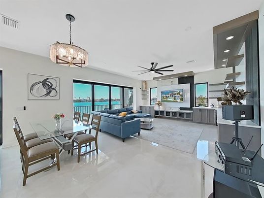 Chandelier, Dining room, Interior, Living room, Recessed Lighting, Water