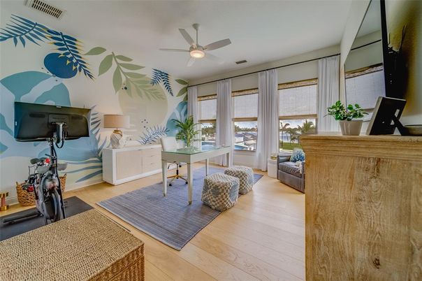 Fitness Equipment, Home Office, Interior, Wood Texture Flooring