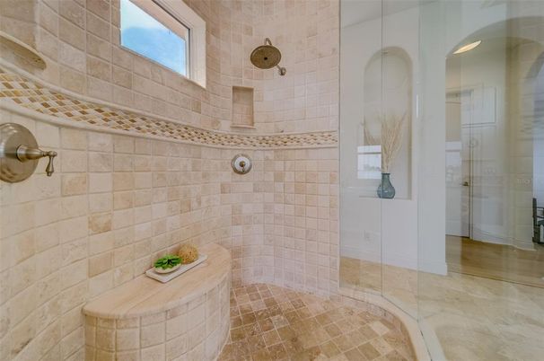 Bathroom, Glass Shower, Interior, Stone Walls