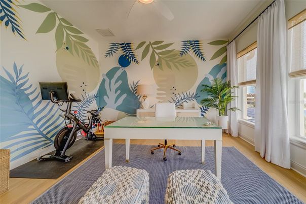 Fitness Equipment, Home Office, Interior, Wood Texture Flooring