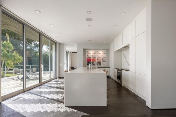 Interior, Kitchen, Recessed Lighting, Wood Texture Flooring