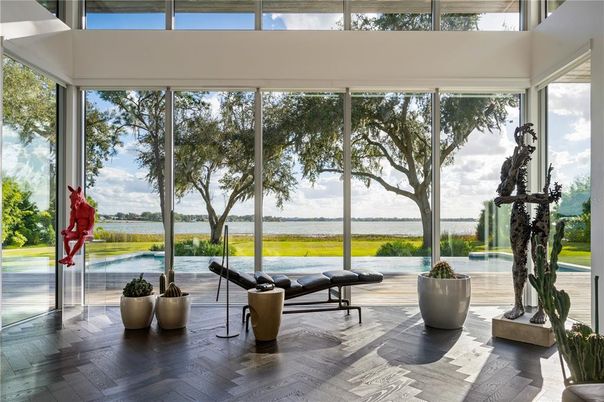Interior, Sun Room, Water, Wood Texture Flooring