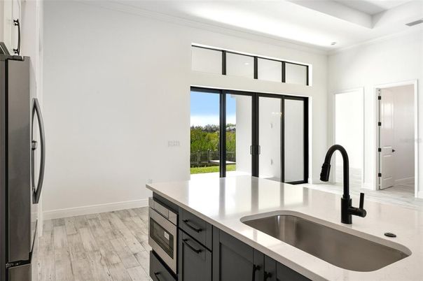 Interior, Kitchen, Recessed Lighting, Wood Texture Flooring