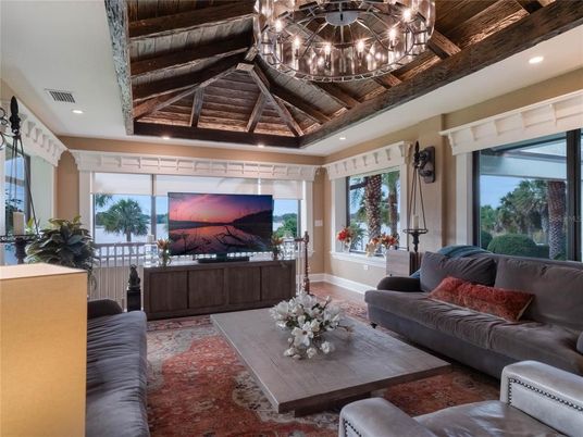 Chandelier, Interior, Living room, Recessed Lighting, Wooden Beams, Wooden Ceilings