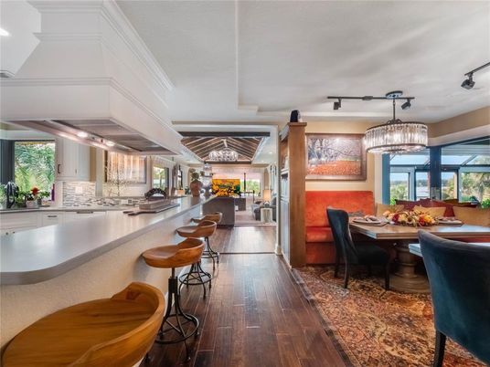Chandelier, Dining room, Interior, Kitchen, Pendant Lights, Wood Texture Flooring