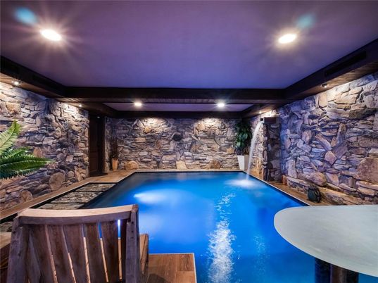 Interior, Pool, Recessed Lighting, Stone Walls