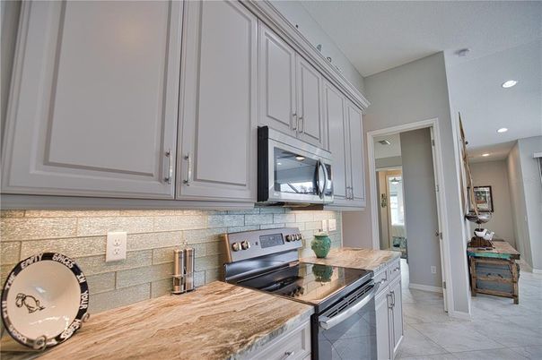Interior, Kitchen, Recessed Lighting, Stone Walls