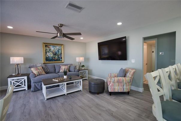 Interior, Living room, Recessed Lighting, Wood Texture Flooring