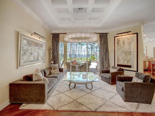 Chandelier, Interior, Living room, Pendant Lights, Recessed Lighting, Wood Texture Flooring