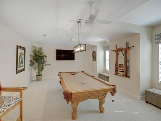 Billiard Table, Game Room, Interior, Pendant Lights