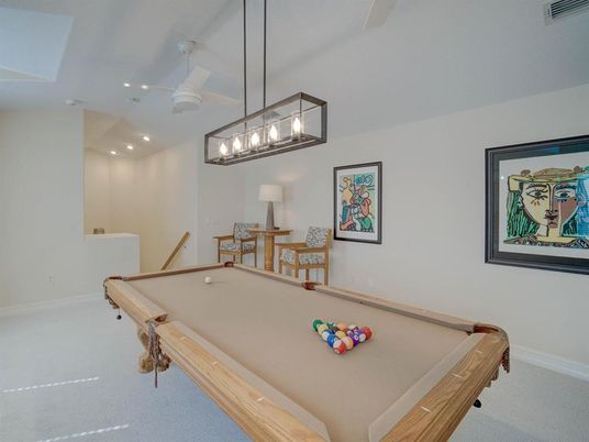 Billiard Table, Game Room, Interior, Pendant Lights, Recessed Lighting