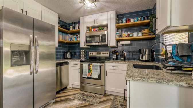 Interior, Kitchen, Stainless Steel Appliances, Wood Texture Flooring