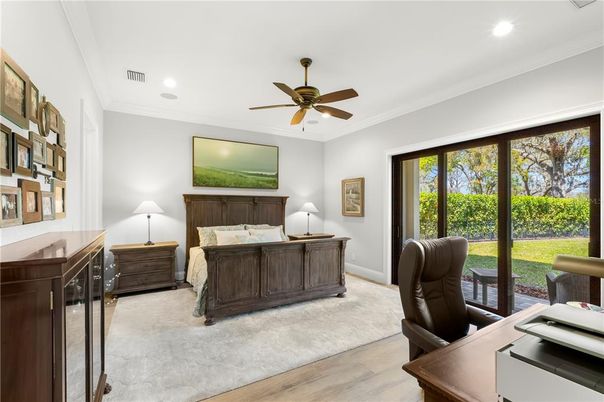 Bedroom, Home Office, Interior, Recessed Lighting, Wood Texture Flooring