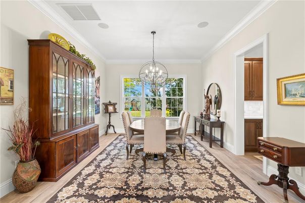 Chandelier, Dining room, Interior, Wood Texture Flooring