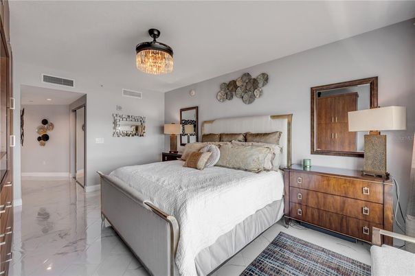 Bedroom, Chandelier, Interior, Marble