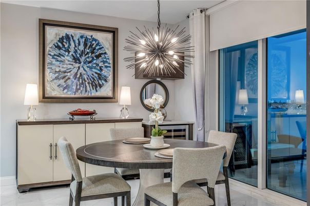 Dining room, Interior, Marble, Pendant Lights