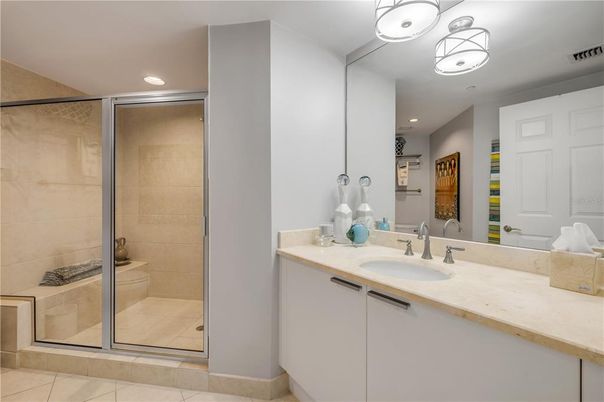 Bathroom, Glass Shower, Interior, Recessed Lighting