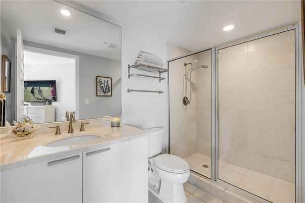 Bathroom, Glass Shower, Interior, Recessed Lighting