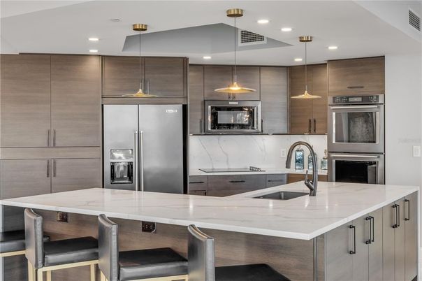 Interior, Kitchen, Pendant Lights, Recessed Lighting, Stainless Steel Appliances