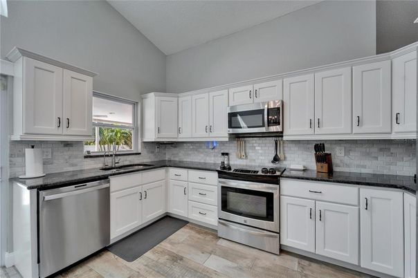 Interior, Kitchen, Stainless Steel Appliances, Wood Texture Flooring