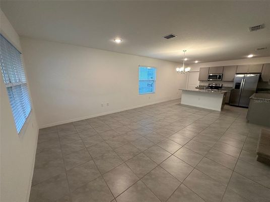 Chandelier, Interior, Kitchen, Recessed Lighting, Stainless Steel Appliances