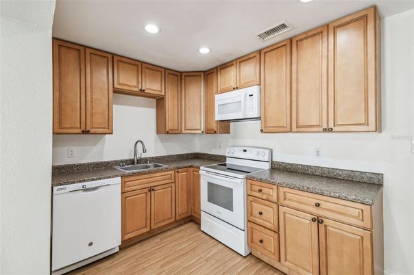 Interior, Kitchen, Recessed Lighting, Wood Texture Flooring