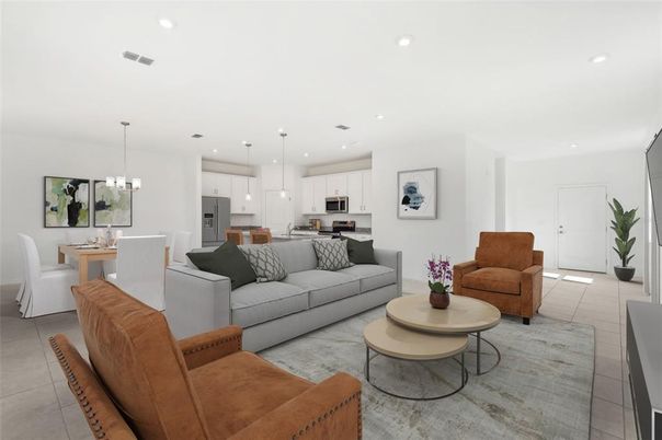 Dining room, Interior, Kitchen, Living room, Pendant Lights, Recessed Lighting, Stainless Steel Appliances