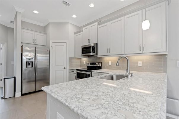 Interior, Kitchen, Pendant Lights, Recessed Lighting, Stainless Steel Appliances