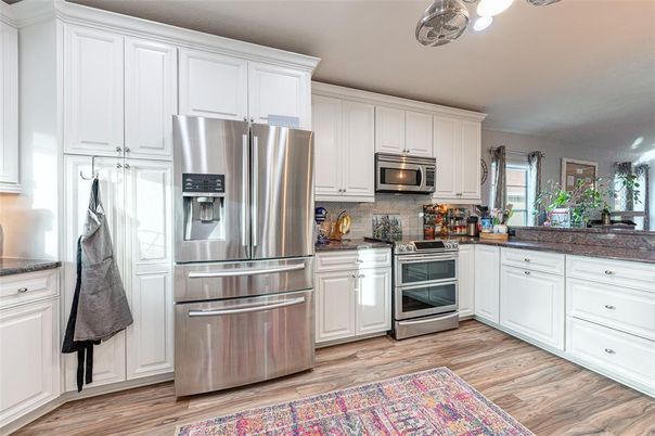 Interior, Kitchen, Stainless Steel Appliances, Wood Texture Flooring