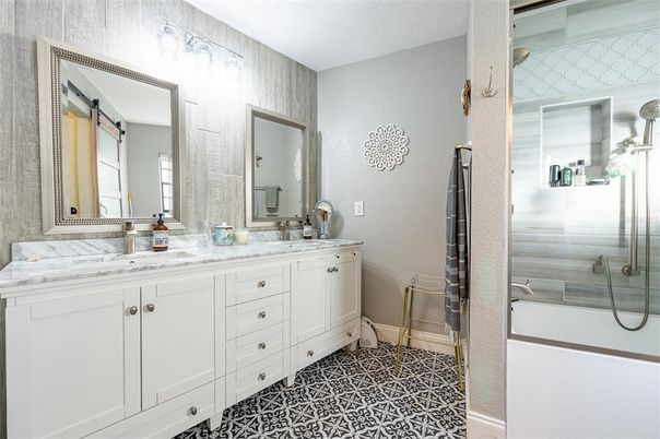 Bathroom, Dual Sink Vanities, Glass Shower, Interior