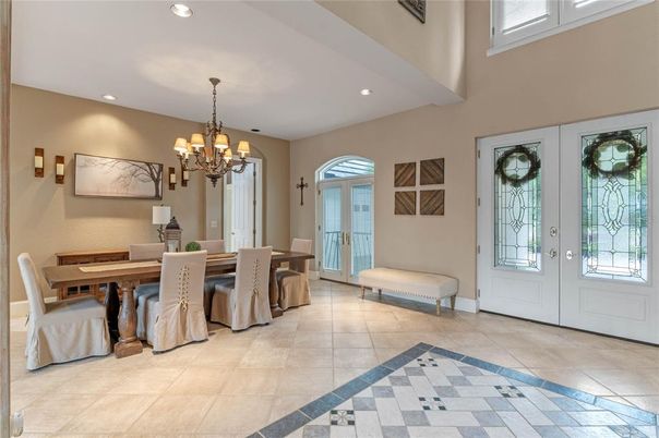 Chandelier, Dining room, Interior, Recessed Lighting