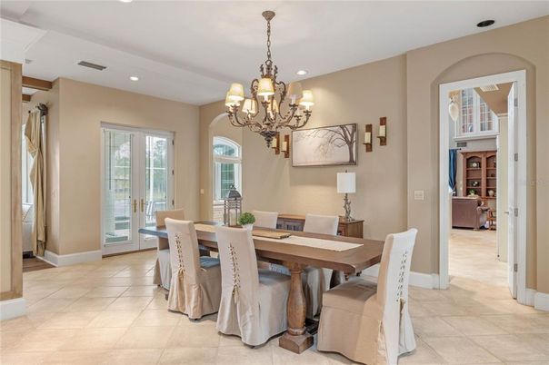 Chandelier, Dining room, Interior, Recessed Lighting