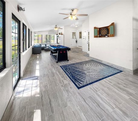 Billiard Table, Game Room, Interior, Wood Texture Flooring