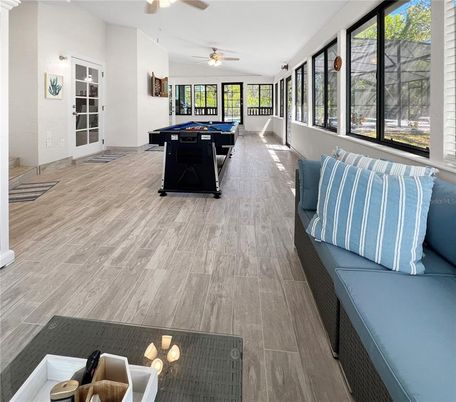 Billiard Table, Game Room, Interior, Wood Texture Flooring