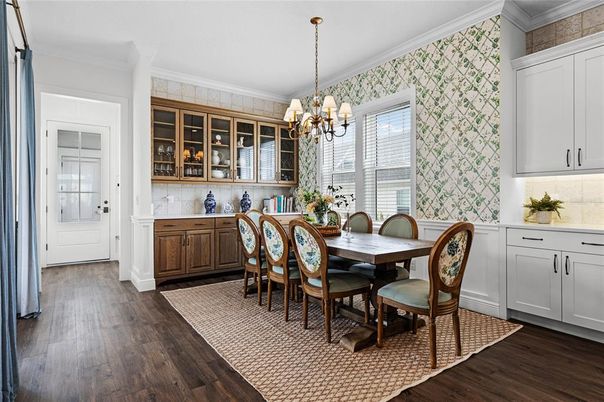 Chandelier, Dining room, Interior, Wood Texture Flooring