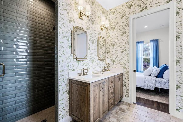 Bathroom, Interior, Recessed Lighting, Wood Texture Flooring