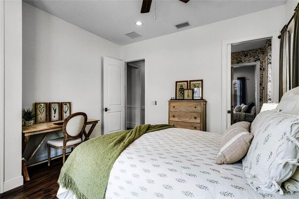 Bedroom, Home Office, Interior, Recessed Lighting, Wood Texture Flooring