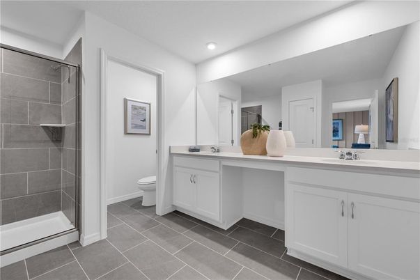 Bathroom, Dual Sink Vanities, Glass Shower, Interior, Recessed Lighting