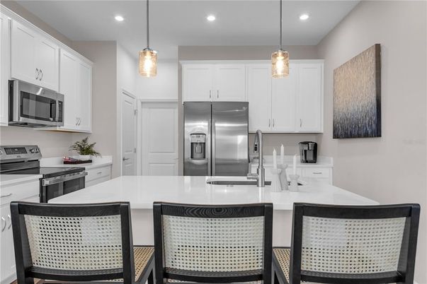 Interior, Kitchen, Pendant Lights, Recessed Lighting, Stainless Steel Appliances